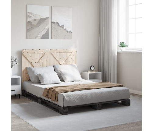 vidaXL Estructura de cama con cabecero madera pino gris 160x200 cm