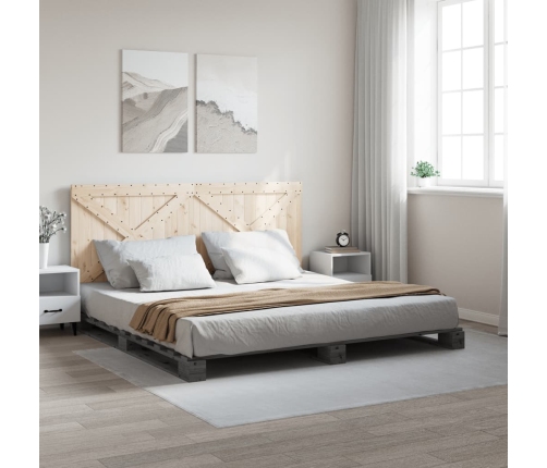 Estructura de cama con cabecero madera de pino gris 200x200cm