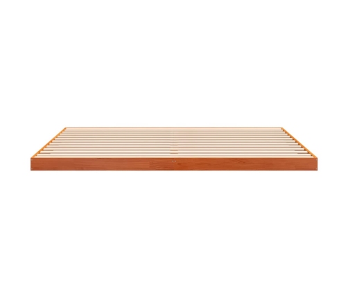 Cama sin colchón madera maciza de pino marrón cera 200x200 cm