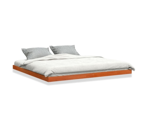 Cama sin colchón madera maciza de pino marrón cera 180x200 cm