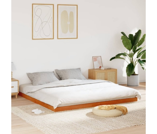 Cama sin colchón madera maciza de pino marrón cera 180x200 cm