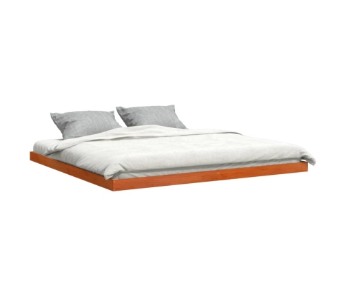 Cama sin colchón madera maciza de pino marrón cera 180x200 cm