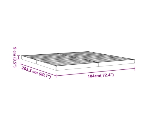 Cama sin colchón madera maciza de pino marrón cera 180x200 cm