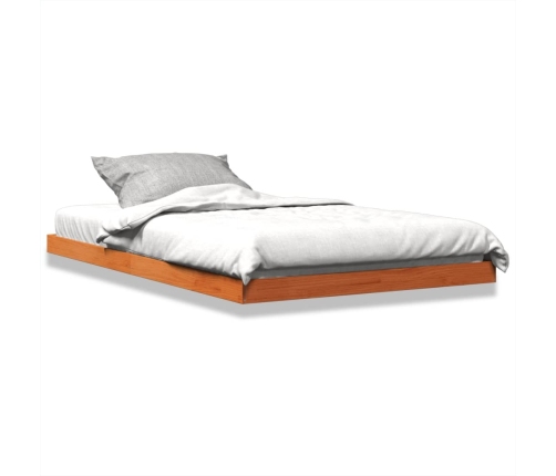 Cama sin colchón madera maciza de pino marrón cera 120x200 cm