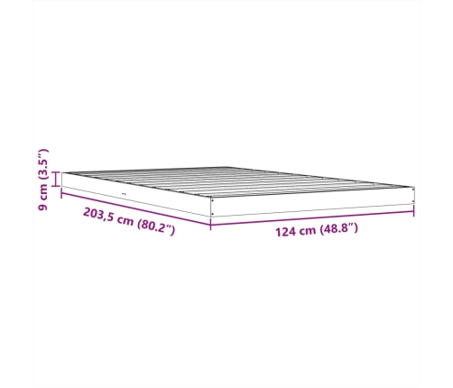 Cama sin colchón madera maciza de pino marrón cera 120x200 cm