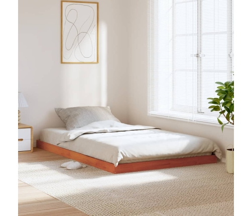 Cama sin colchón madera maciza de pino marrón cera 120x200 cm