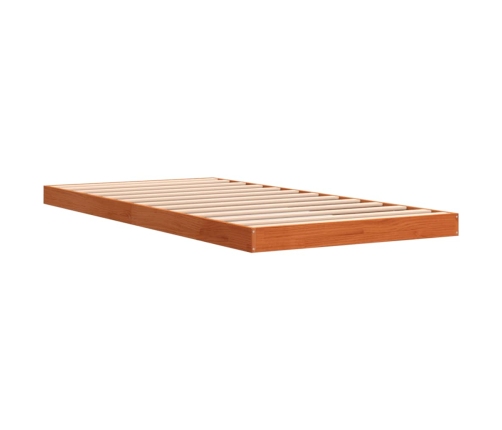 Estructura de cama madera maciza pino marrón cera 100x200 cm