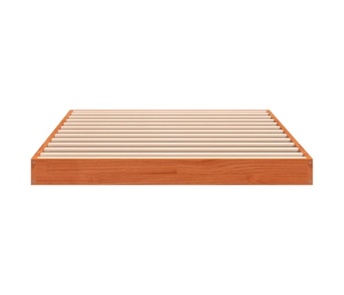 Estructura de cama madera maciza pino marrón cera 100x200 cm