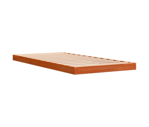 Estructura de cama madera maciza pino marrón cera 100x200 cm