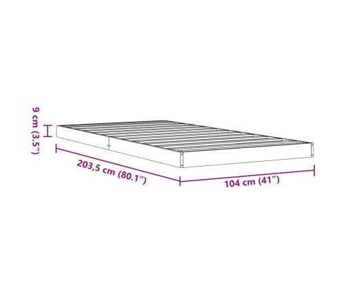 Estructura de cama madera maciza pino marrón cera 100x200 cm