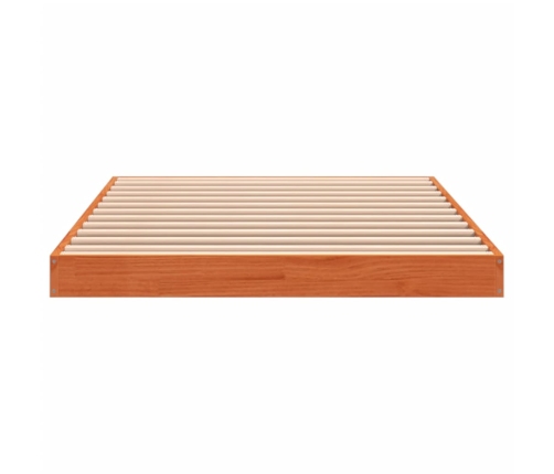 Estructura de cama madera maciza de pino marrón cera 90x200 cm