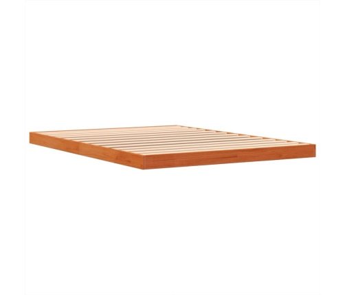 Cama sin colchón madera maciza de pino marrón cera 140x190 cm