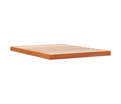 Cama sin colchón madera maciza de pino marrón cera 140x190 cm