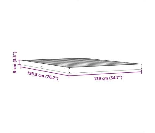 Estructura de cama sin colchón madera maciza marrón 135x190 cm