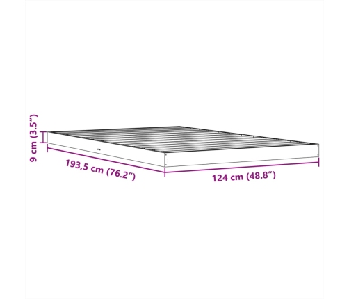 Estructura de cama sin colchón madera maciza marrón 120x190 cm