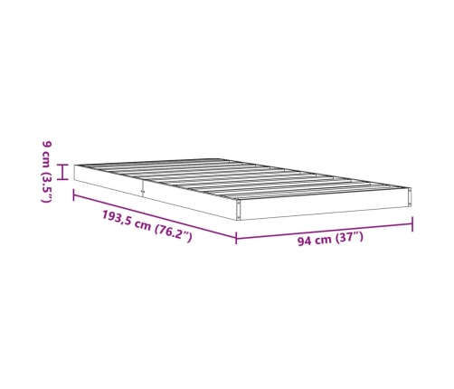 Estructura de cama madera maciza de pino marrón cera 90x190 cm