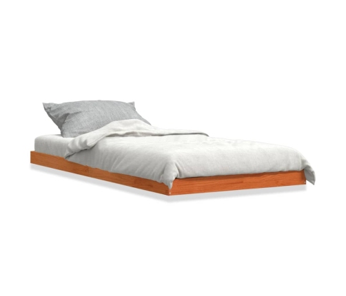 vidaXL Estructura de cama madera maciza de pino marrón cera 75x190 cm