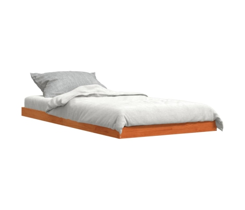 vidaXL Estructura de cama madera maciza de pino marrón cera 75x190 cm