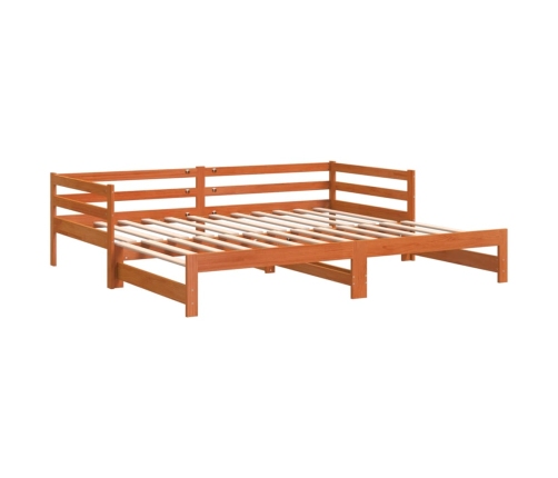 Sofá cama nido madera maciza de pino marrón cera 90x200 cm