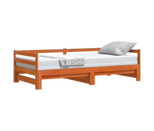 Sofá cama nido madera maciza de pino marrón cera 90x200 cm