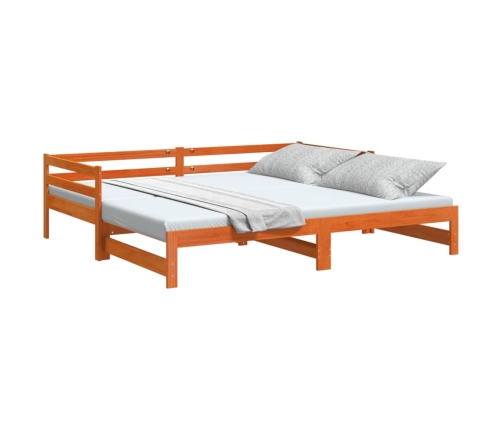 Sofá cama nido madera maciza de pino marrón cera 90x200 cm