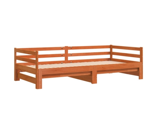 Sofá cama nido madera maciza de pino marrón cera 90x200 cm