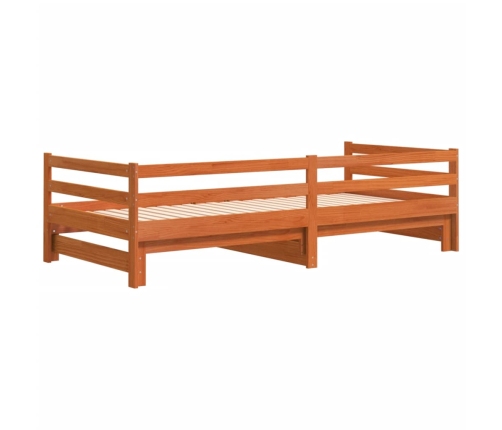 Sofá cama nido madera maciza de pino marrón cera 90x200 cm