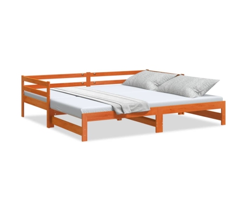 Sofá cama nido madera maciza de pino marrón cera 90x200 cm