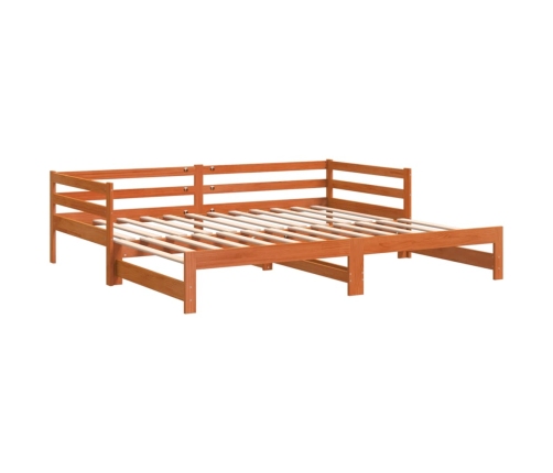 Sofá cama nido sin colchón madera maciza marrón cera 90x190 cm