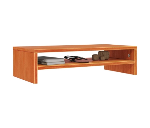 Soporte de monitor madera maciza pino marrón cera 50x24x13 cm