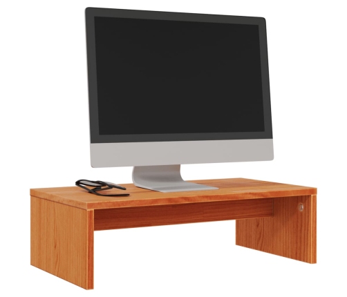 vidaXL Soporte de monitor madera maciza pino marrón cera 50x27x15 cm