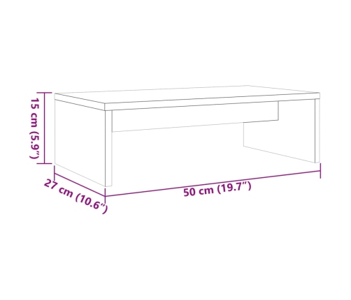 vidaXL Soporte de monitor madera maciza pino marrón cera 50x27x15 cm