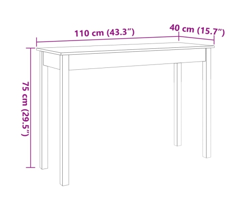 Mesa consola madera maciza de pino marrón cera 110x40x75 cm