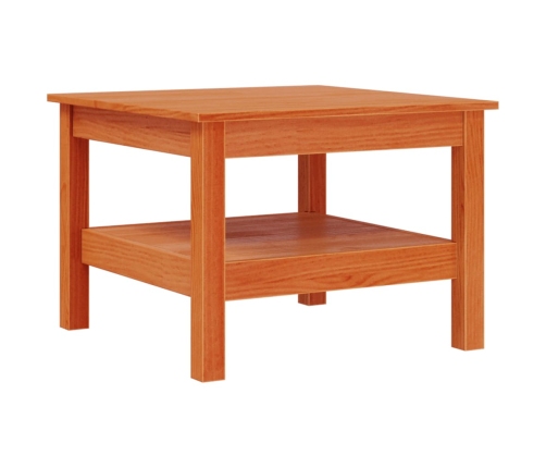 Mesa de centro madera maciza de pino marrón cera 55x55x40 cm