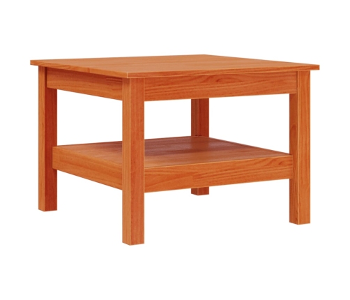 Mesa de centro madera maciza de pino marrón cera 55x55x40 cm