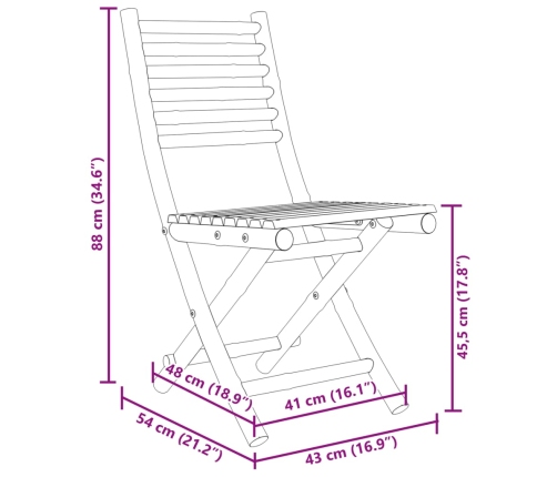 Sillas de jardín plegables 2 unidades bambú 43x54x88 cm