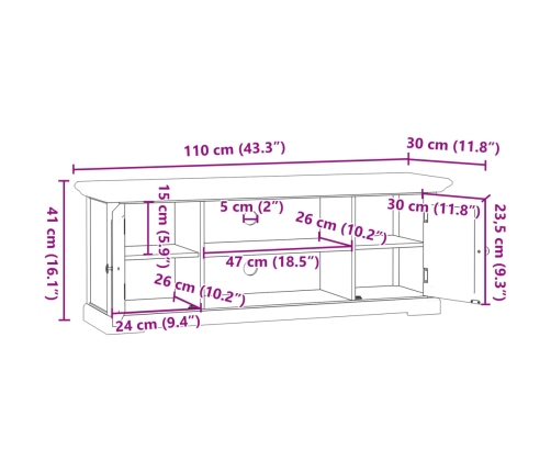 Mueble para TV madera de ingeniería blanco 110x30x41 cm