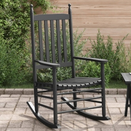 Mecedora con asiento curvo madera maciza de álamo negro