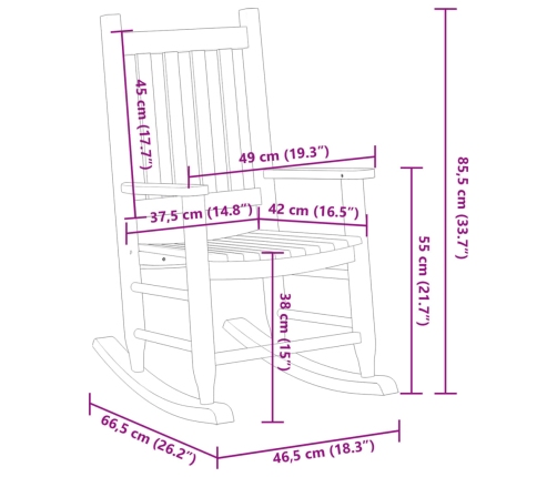 Mecedora para niños madera maciza de álamo negro