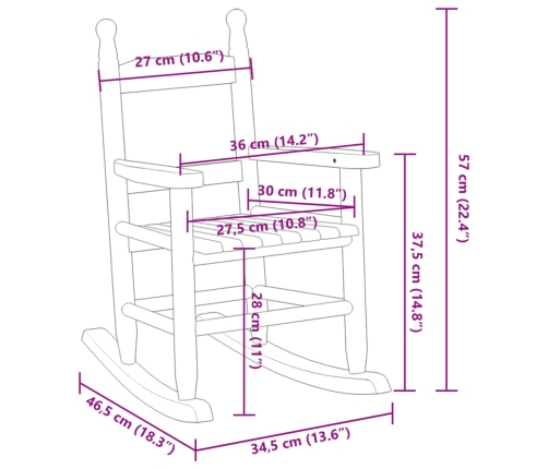 Mecedora para niños madera maciza de álamo roja