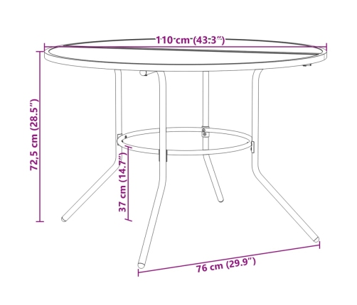 Mesa de patio redonda de acero gris antracita Ø110x72,5 cm