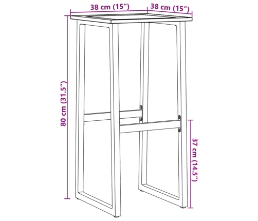 Taburetes de bar 2 unidades acero negro 38x38x80 cm