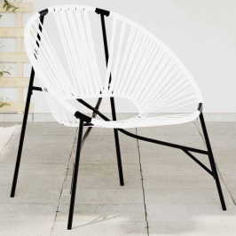 Silla de jardín con forma huevo ratán sintético blanco y negro