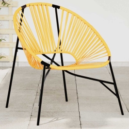 Silla de jardín con forma huevo amarillo y negro