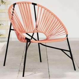 Silla de jardín con forma huevo ratán sintético naranja y negro