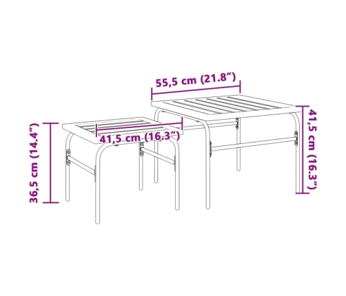 Mesas de centro apilables de jardín 2 uds acero marrón y negro