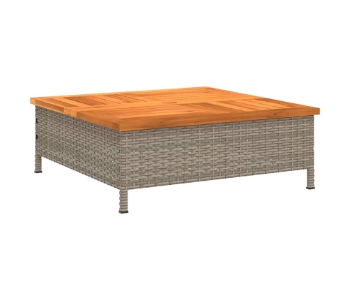 vidaXL Mesa de jardín ratán y madera de acacia gris 70x70x25 cm