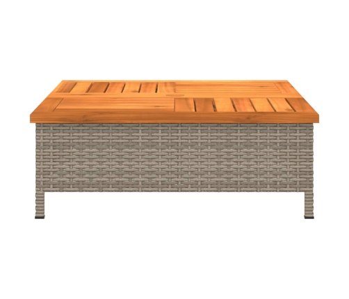 vidaXL Mesa de jardín ratán y madera de acacia gris 70x70x25 cm