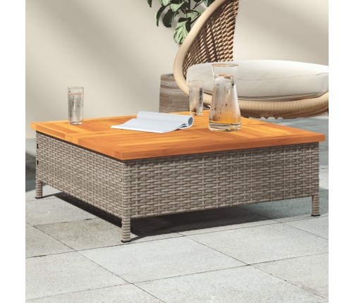 vidaXL Mesa de jardín ratán y madera de acacia gris 70x70x25 cm