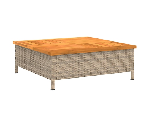 Mesa de jardín ratán y madera de acacia beige 70x70x25 cm